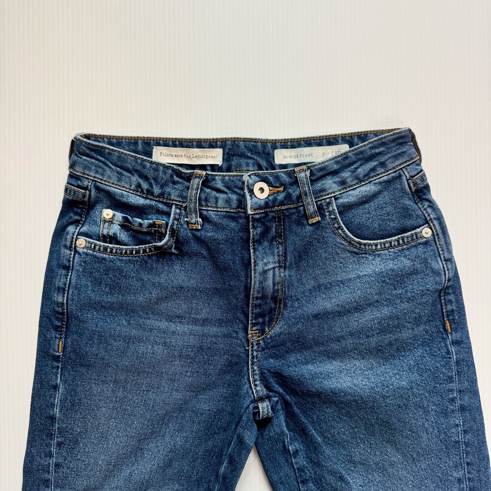 Anthropologie Pilcro Flare Jeans Women’s 26 Floral Embroidered Naturecore Boho - Picture 7 of 16